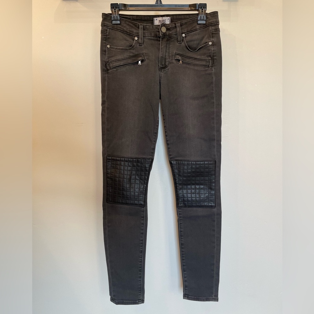 Paige Denim Jeans Moscow No Whiskers Moto Black Fade Skinny low-rise size 27 - Picture 13 of 14